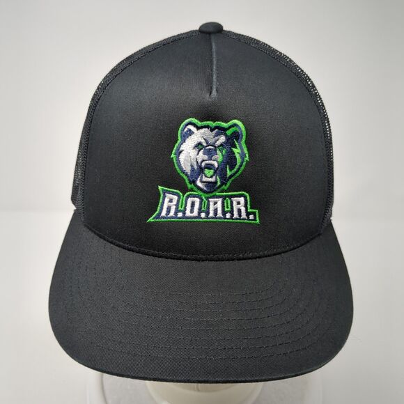 ROAR Snapback Trucker Hat Black OS Adjustable Embroidered Mesh Back Sport-Tek - Picture 2 of 8